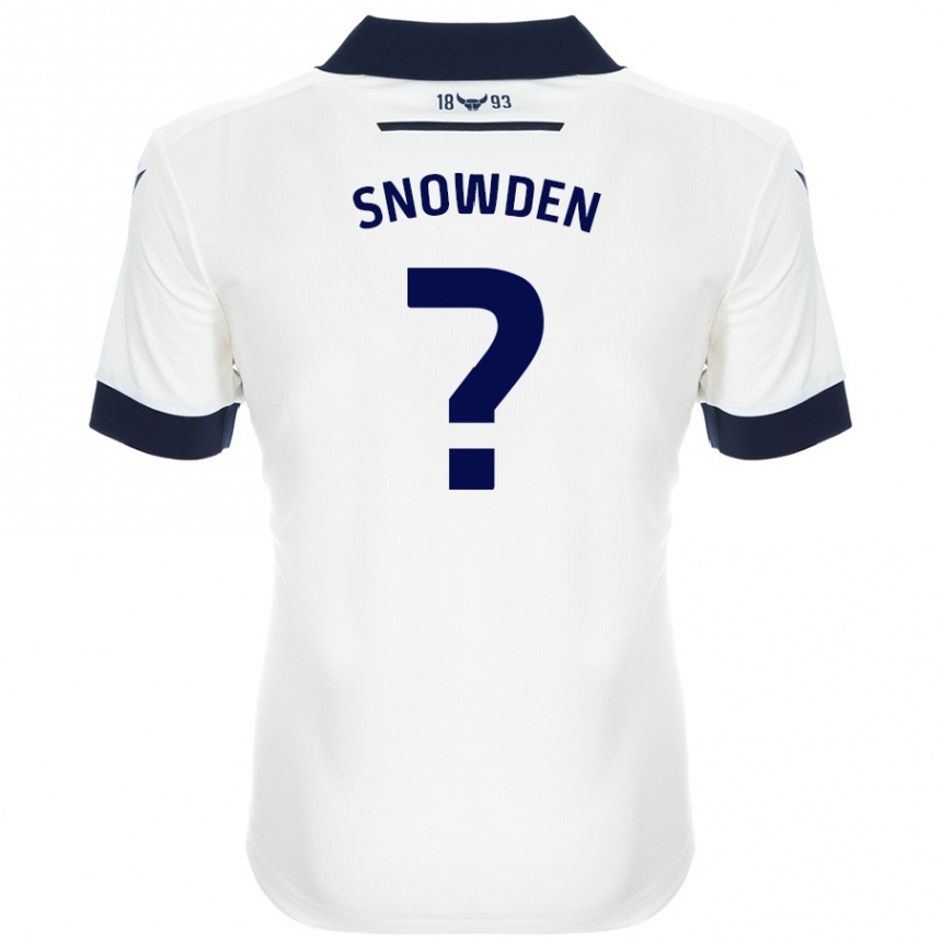 メンズフットボールLeo Snowden#0ホワイト ネイビーブルーアウェイシャツ2024/25ジャージーユニフォーム