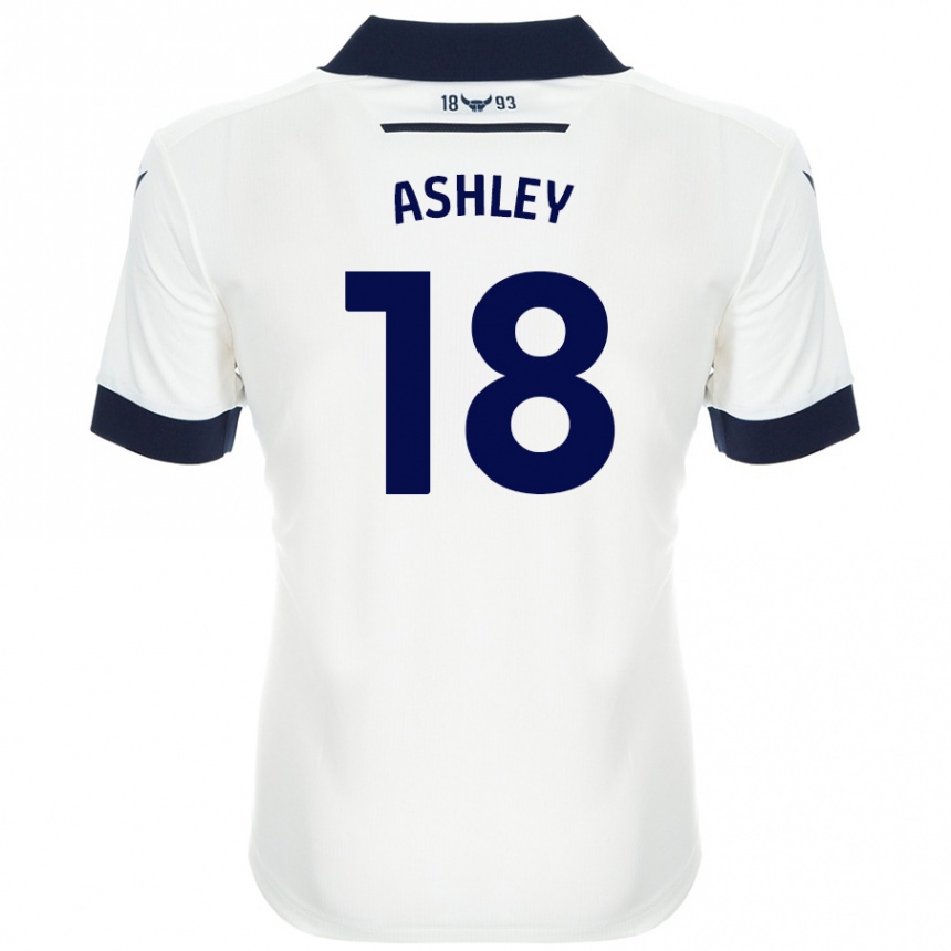 メンズフットボールAlex Ashley#18ホワイト ネイビーブルーアウェイシャツ2024/25ジャージーユニフォーム