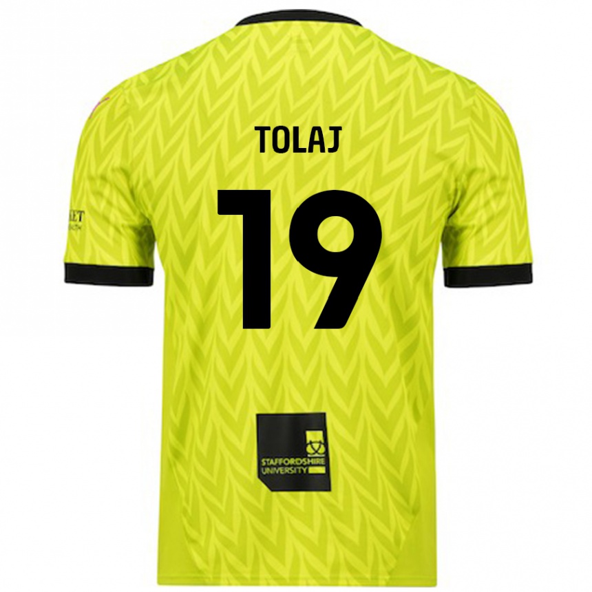 メンズフットボールLorent Tolaj#19蛍光グリーンアウェイシャツ2024/25ジャージーユニフォーム