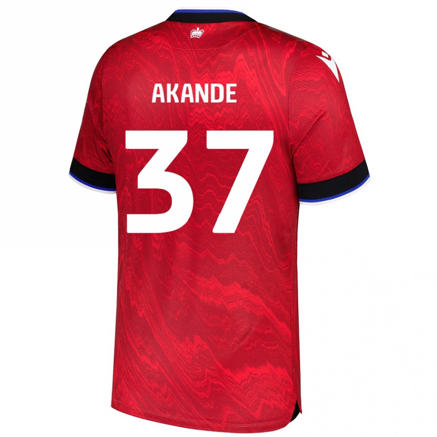 メンズフットボールAdrian Akande#37赤黒アウェイシャツ2024/25ジャージーユニフォーム