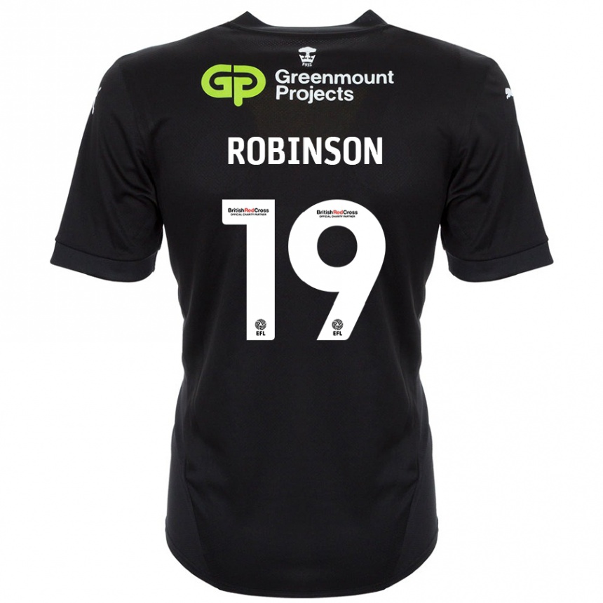 メンズフットボールLuke Robinson#19黒アウェイシャツ2024/25ジャージーユニフォーム