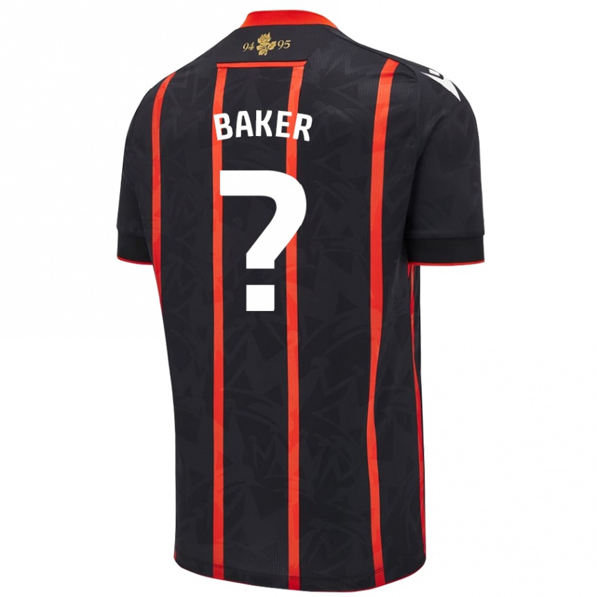 メンズフットボールAlex Baker#0黒 赤アウェイシャツ2024/25ジャージーユニフォーム