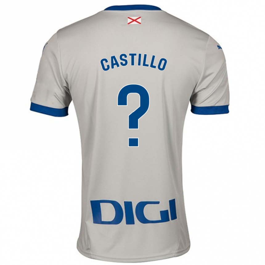 メンズフットボールAdrián Castillo#0ライトグレーアウェイシャツ2024/25ジャージーユニフォーム