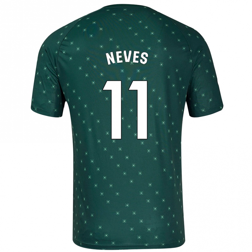 メンズフットボールHugo Neves#11ダークグリーンアウェイシャツ2024/25ジャージーユニフォーム