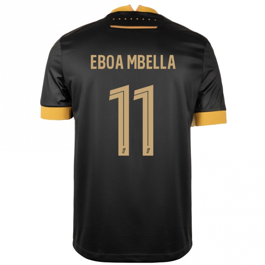 メンズフットボールEden Eboa Mbella#11ブラック ブラウンアウェイシャツ2024/25ジャージーユニフォーム