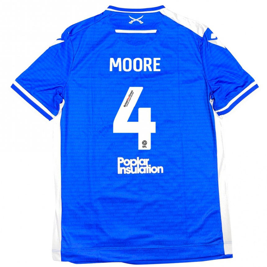 レディースフットボールTaylor Moore#4ブルーホワイトホームシャツ2024/25ジャージーユニフォーム