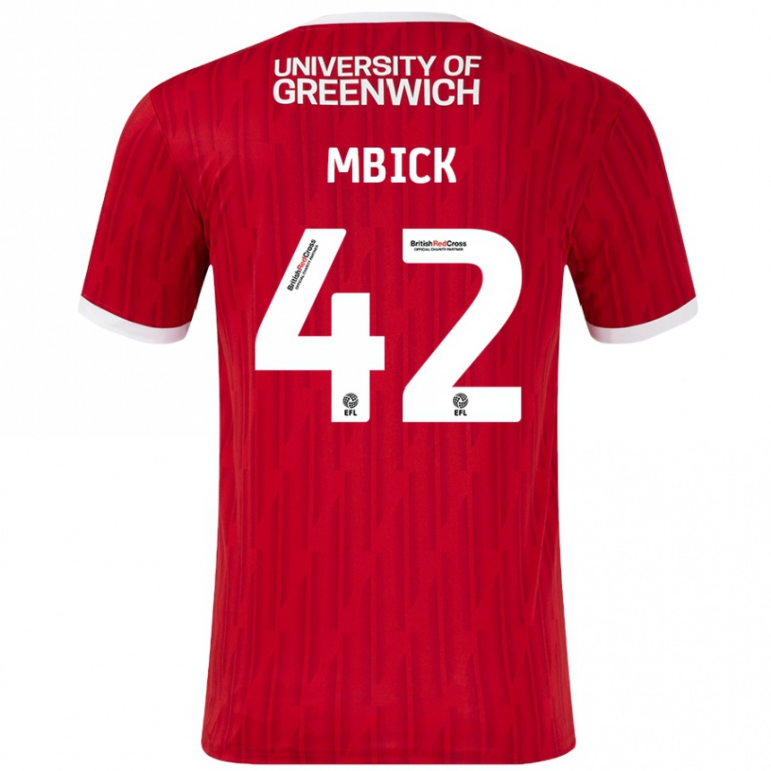 レディースフットボールMicah Mbick#42赤 白ホームシャツ2024/25ジャージーユニフォーム