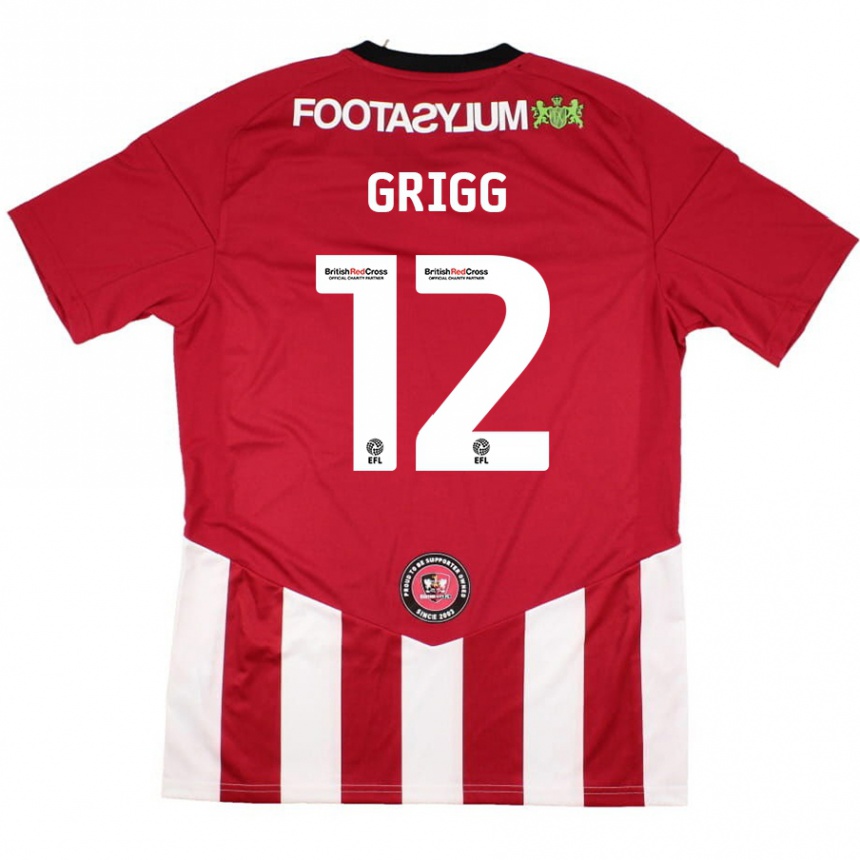 レディースフットボールKatie Grigg#12赤 白ホームシャツ2024/25ジャージーユニフォーム