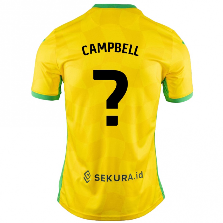 レディースフットボールBrandon Campbell#0黄緑ホームシャツ2024/25ジャージーユニフォーム