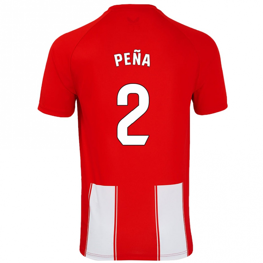 レディースフットボールMiguel Peña#2赤 白ホームシャツ2024/25ジャージーユニフォーム