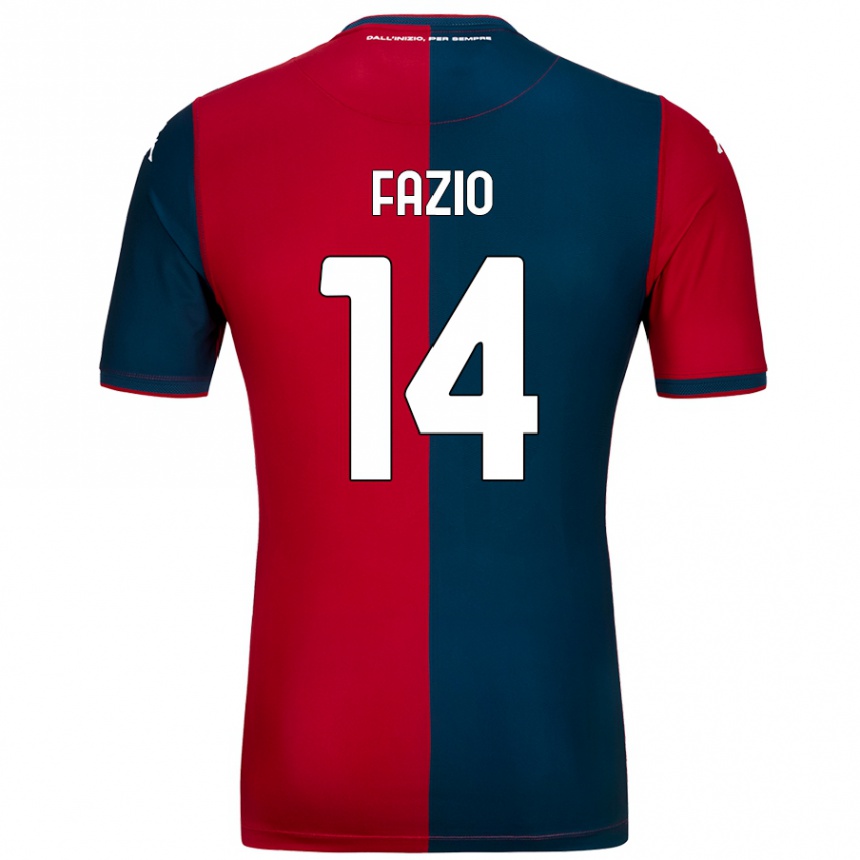 レディースフットボールTommaso Fazio#14赤 ダークブルーホームシャツ2024/25ジャージーユニフォーム