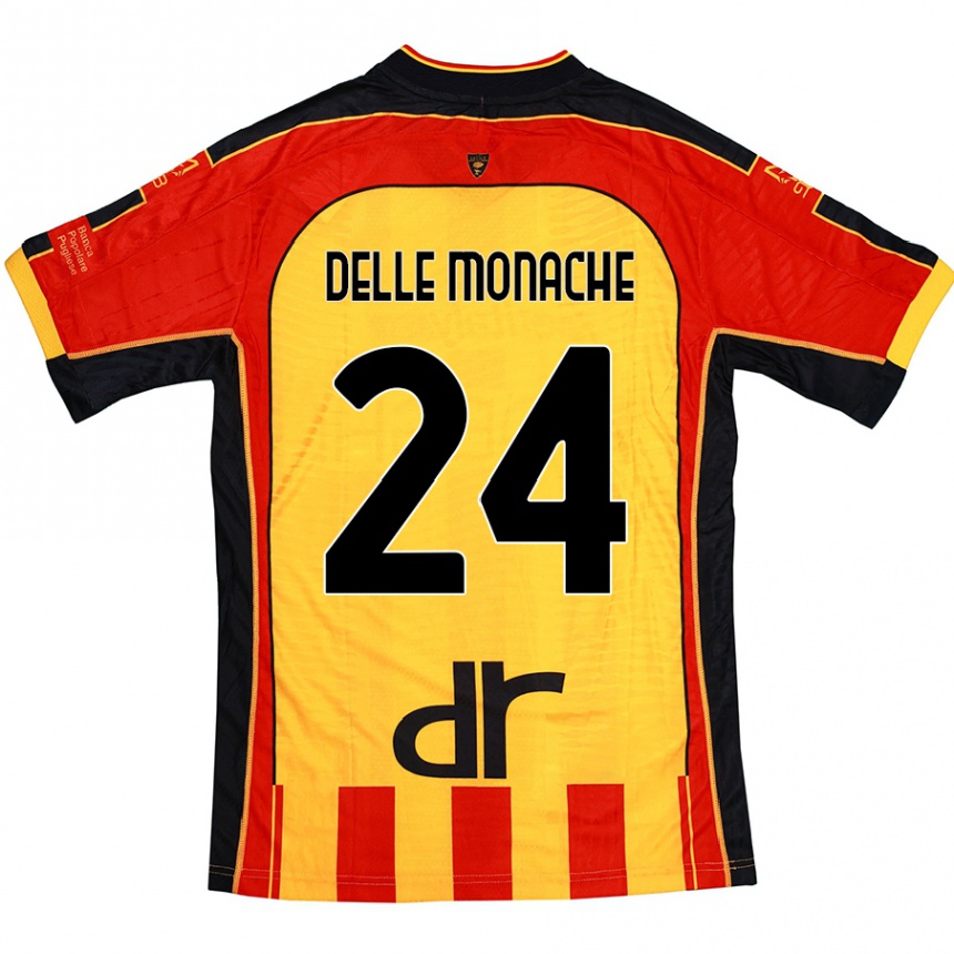 レディースフットボールMarco Delle Monache#24黄 赤ホームシャツ2024/25ジャージーユニフォーム