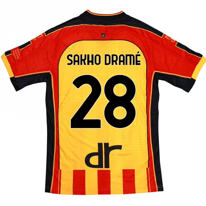 レディースフットボールSamba Sakho Dramé#28黄 赤ホームシャツ2024/25ジャージーユニフォーム