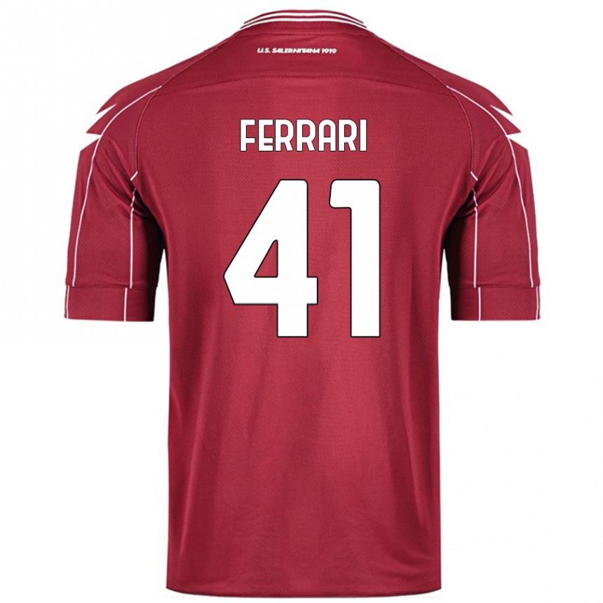 レディースフットボールTommaso Ferrari#41ブルゴーニュホームシャツ2024/25ジャージーユニフォーム