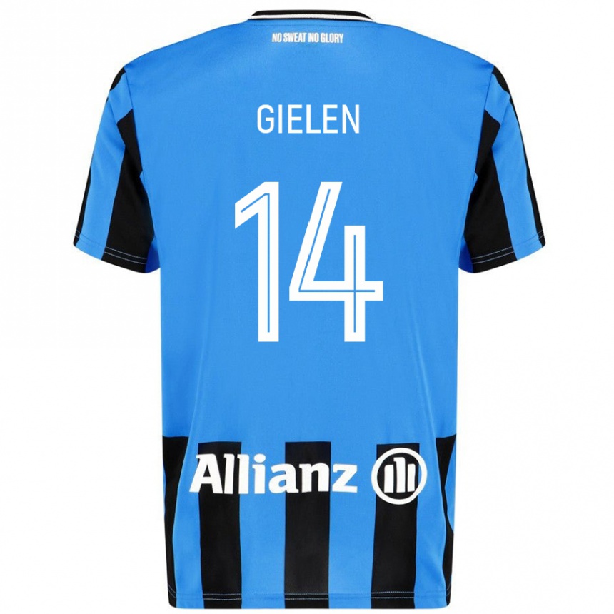 レディースフットボールSterre Gielen#14スカイブルー ブラックホームシャツ2024/25ジャージーユニフォーム