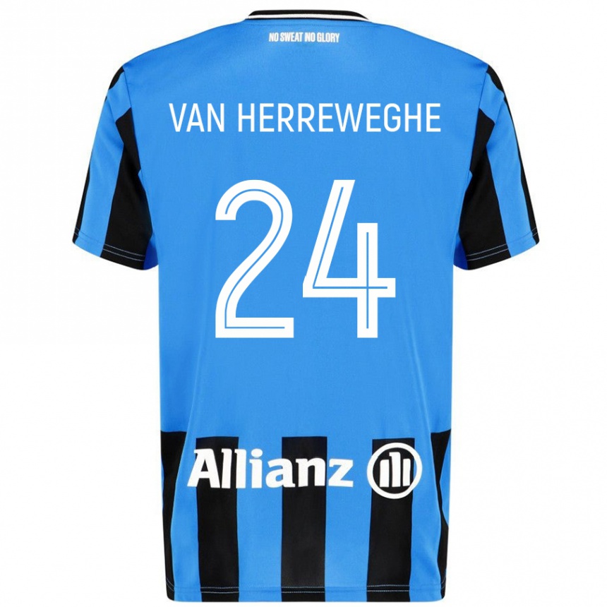 レディースフットボールFebe Van Herreweghe#24スカイブルー ブラックホームシャツ2024/25ジャージーユニフォーム