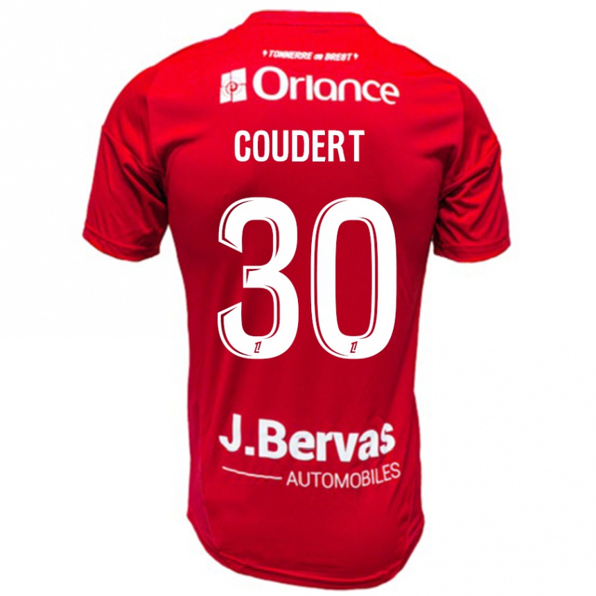 レディースフットボールGrégoire Coudert#30赤 白ホームシャツ2024/25ジャージーユニフォーム