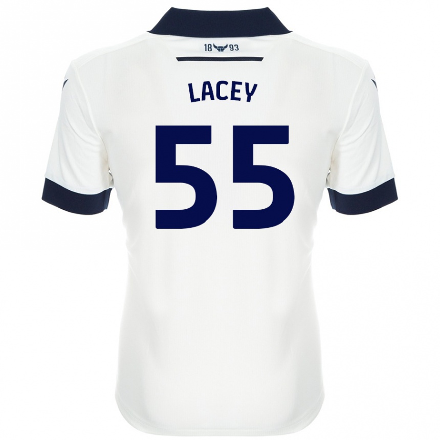 レディースフットボールAaron Lacey#55ホワイト ネイビーブルーアウェイシャツ2024/25ジャージーユニフォーム