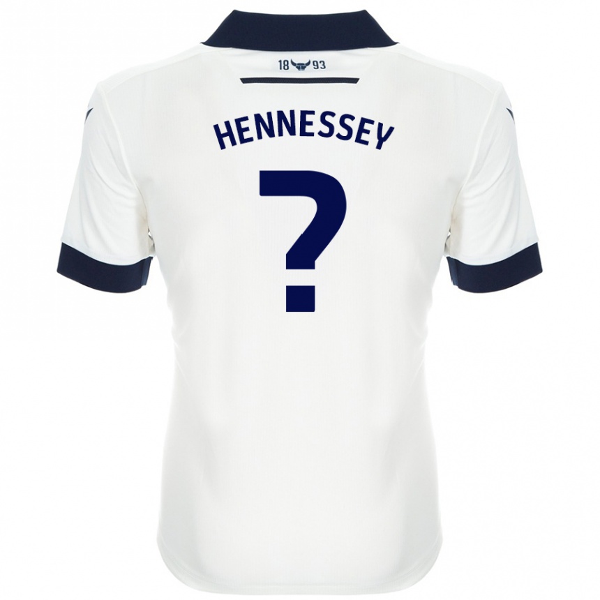 レディースフットボールLaura Hennessey#0ホワイト ネイビーブルーアウェイシャツ2024/25ジャージーユニフォーム