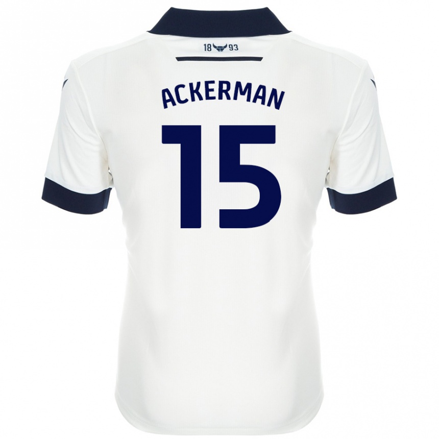 レディースフットボールDaisy Ackerman#15ホワイト ネイビーブルーアウェイシャツ2024/25ジャージーユニフォーム