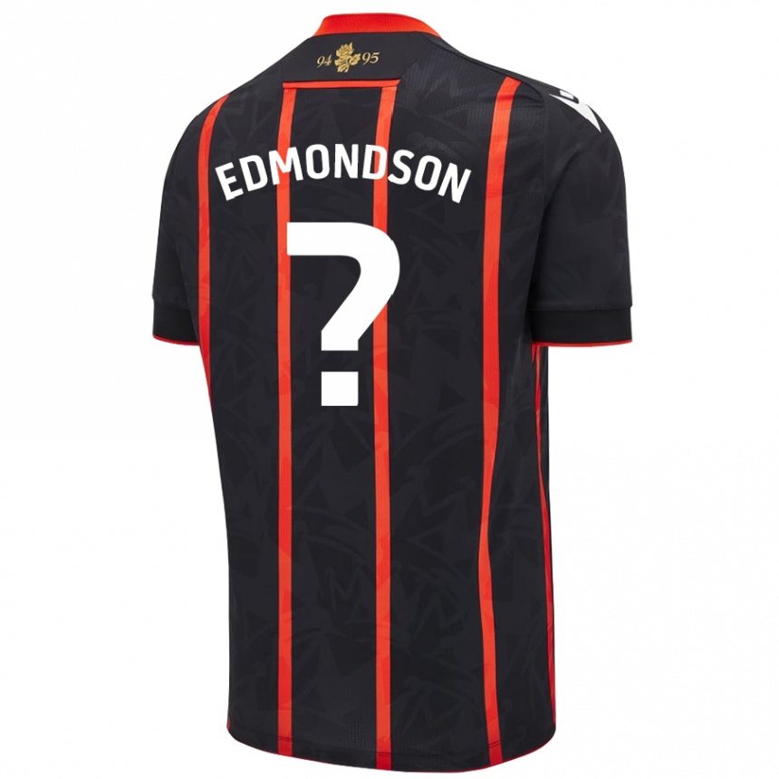 レディースフットボールStephen Edmondson#0黒 赤アウェイシャツ2024/25ジャージーユニフォーム