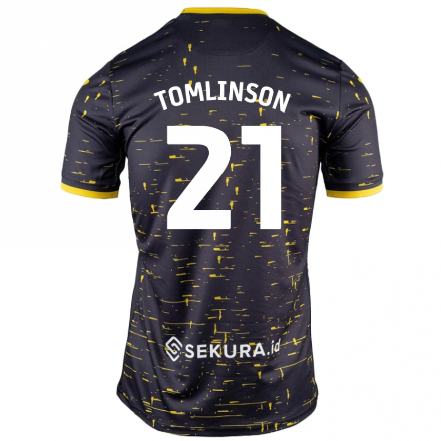 レディースフットボールLauren Tomlinson#21黒 黄アウェイシャツ2024/25ジャージーユニフォーム