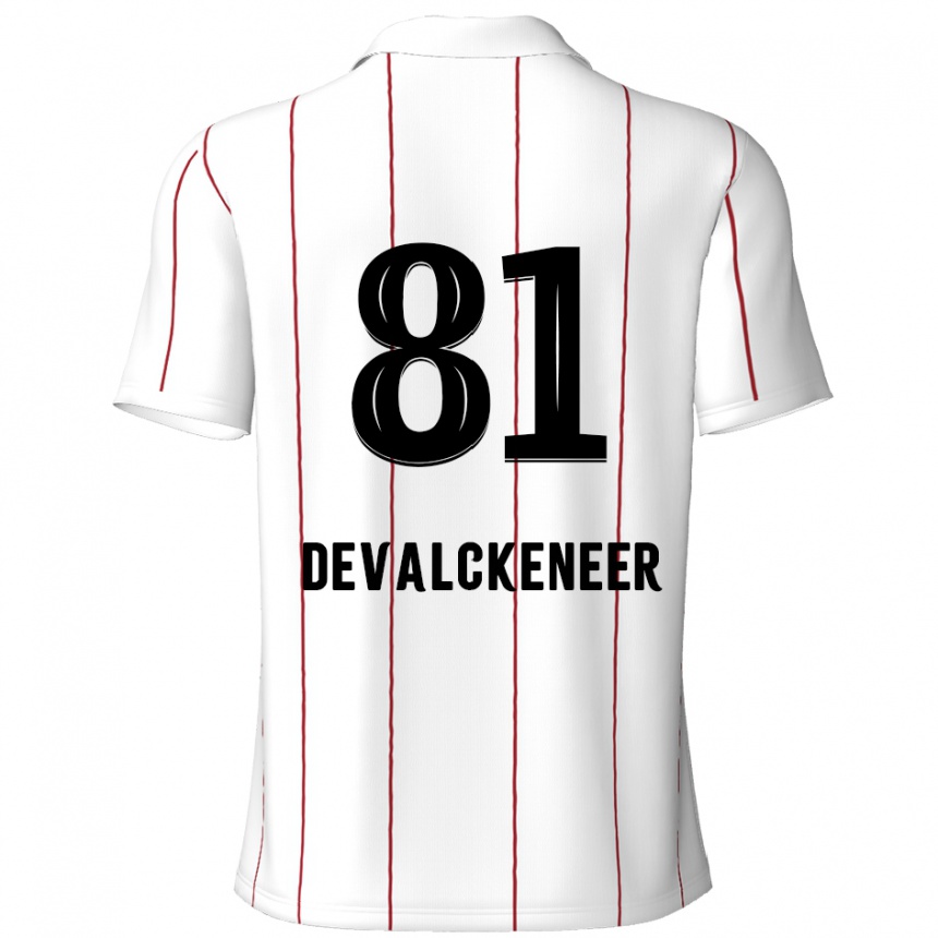 レディースフットボールNiels Devalckeneer#81白 黒アウェイシャツ2024/25ジャージーユニフォーム