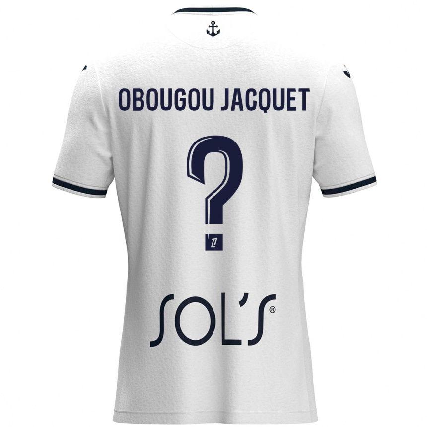 レディースフットボールNoam Obougou Jacquet#0白 ダークブルーアウェイシャツ2024/25ジャージーユニフォーム