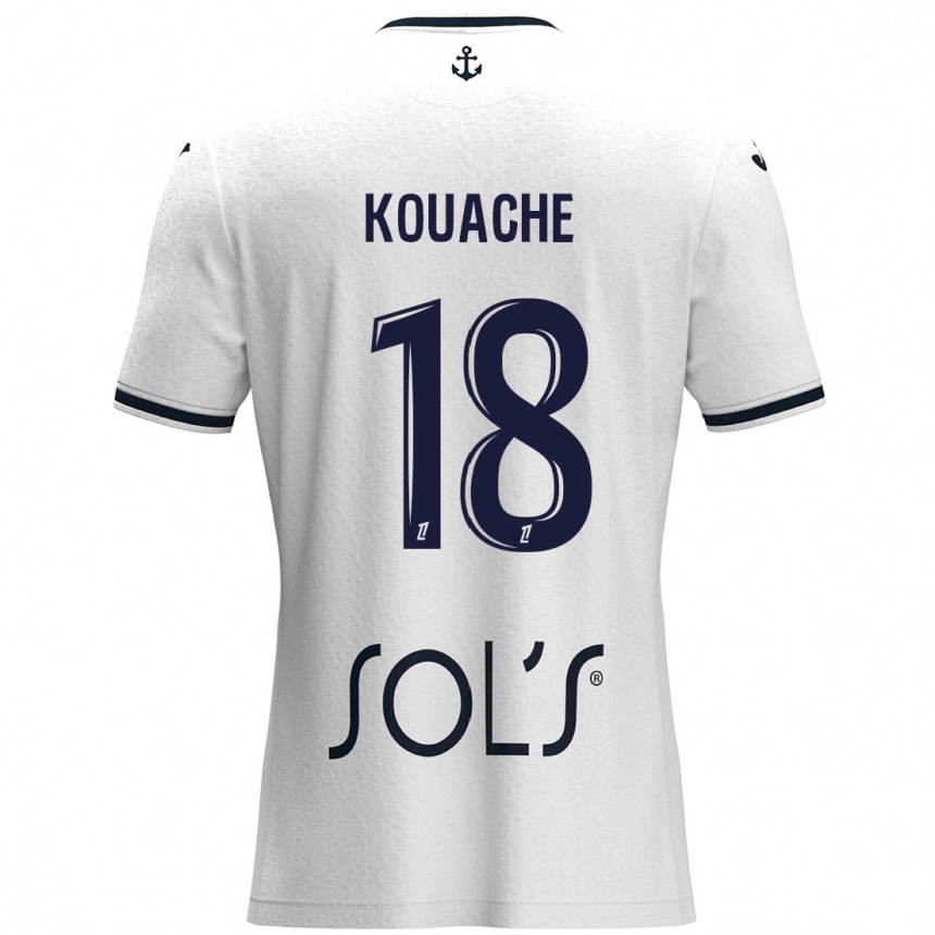 レディースフットボールÉva Kouache#18白 ダークブルーアウェイシャツ2024/25ジャージーユニフォーム